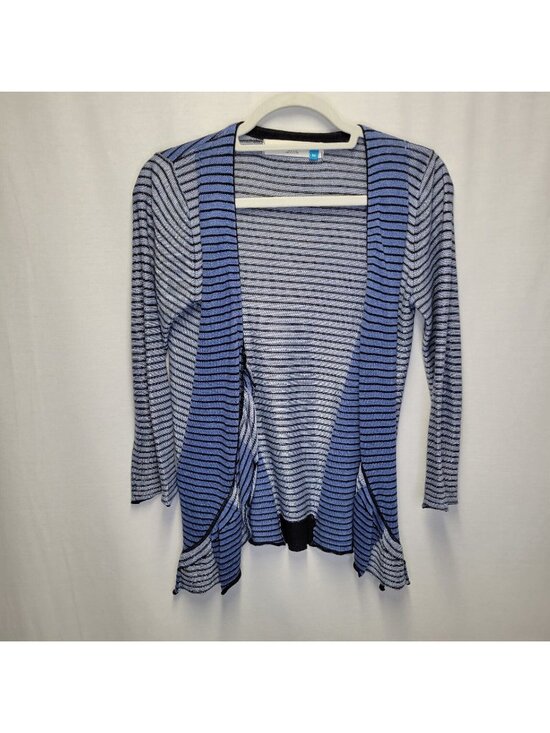 Anthropologie Sweaters - Anthropologie Sparrow Women's Medium Cardigan Sweater Open Blue Black Striped